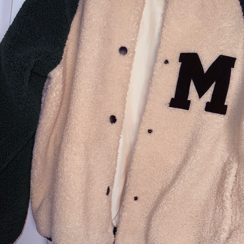 Fashion Nova Cream and Black Varsity Jacket - Picture 6 of 6